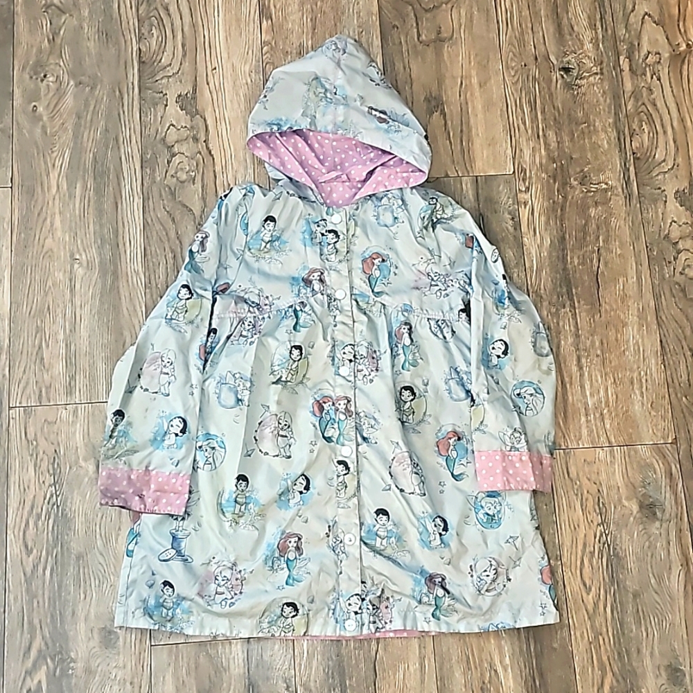 Disney Store Animators reversible jacket kids 7/8 hoodie multicolored print i7